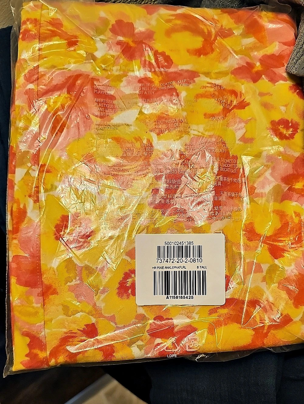Old Navy Pixie Ankle Pant  Orange & Yellow Floral NWT - Picture 3 of 3